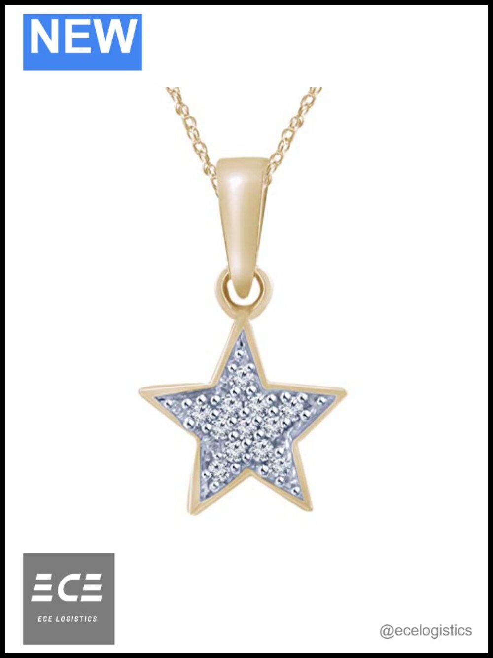 925 Sterling Silver 0.07 ctw Diamond Star Pendant Necklace with 18" Chain